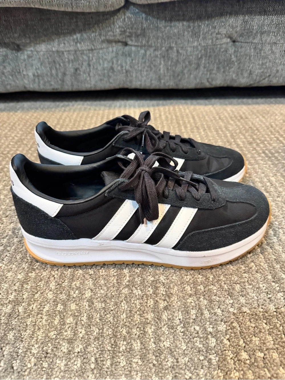 adidas cloudfoam Mens Run 70S 2.0 Sneakers Shoes Casual - Black/White
